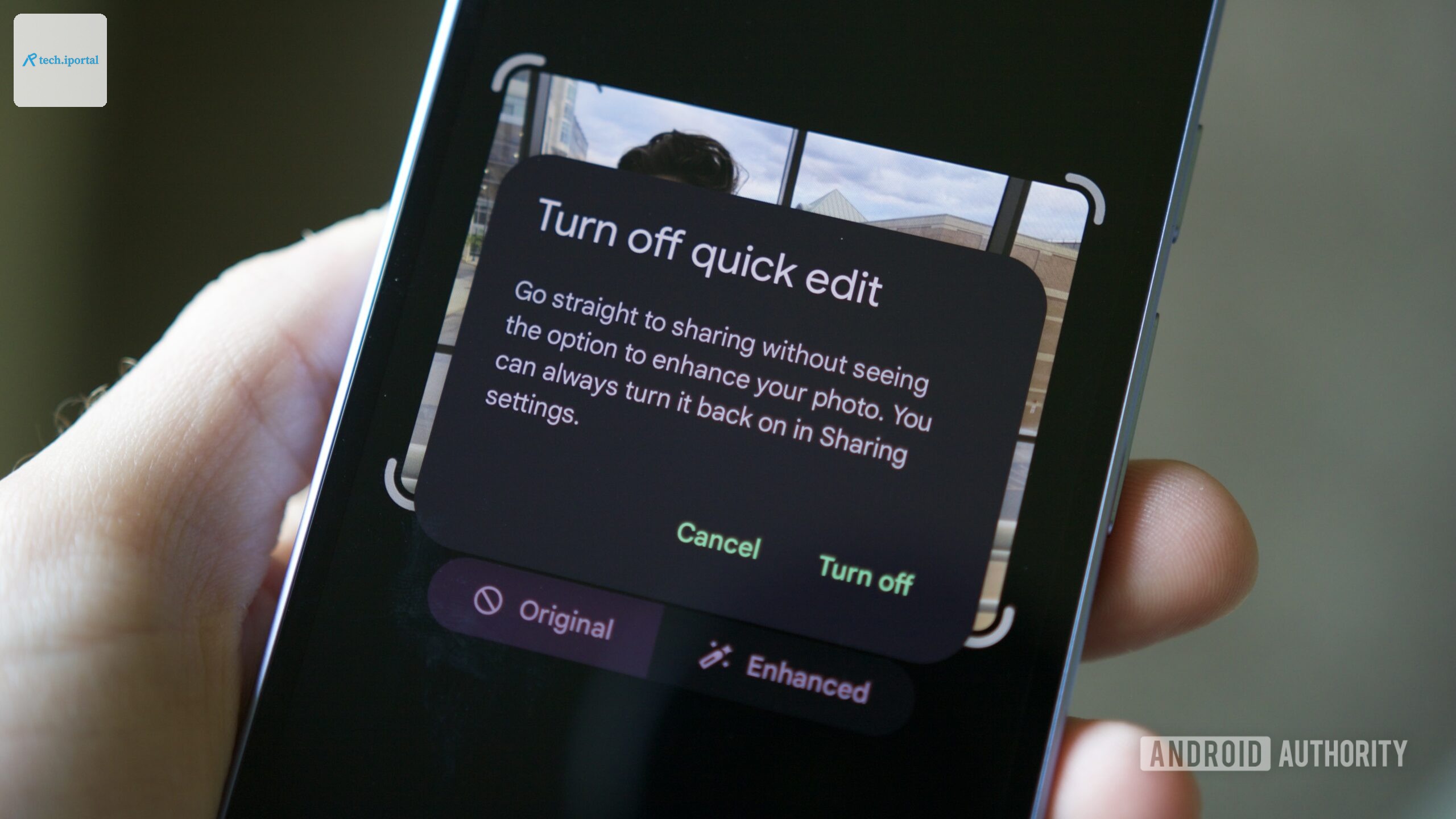 Prompt to turn off Quick Edit in Google Photos.