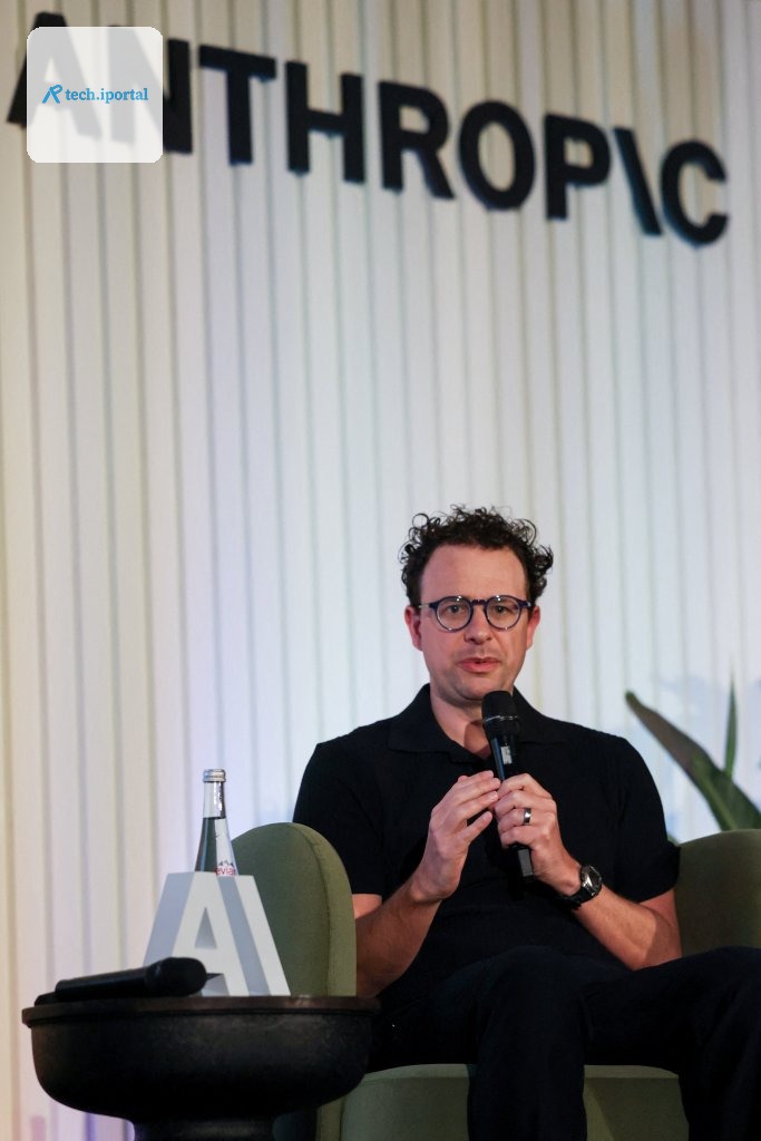 Dario Amodei, CEO of Anthropic, speaks during the Anthropic Builder Summit.