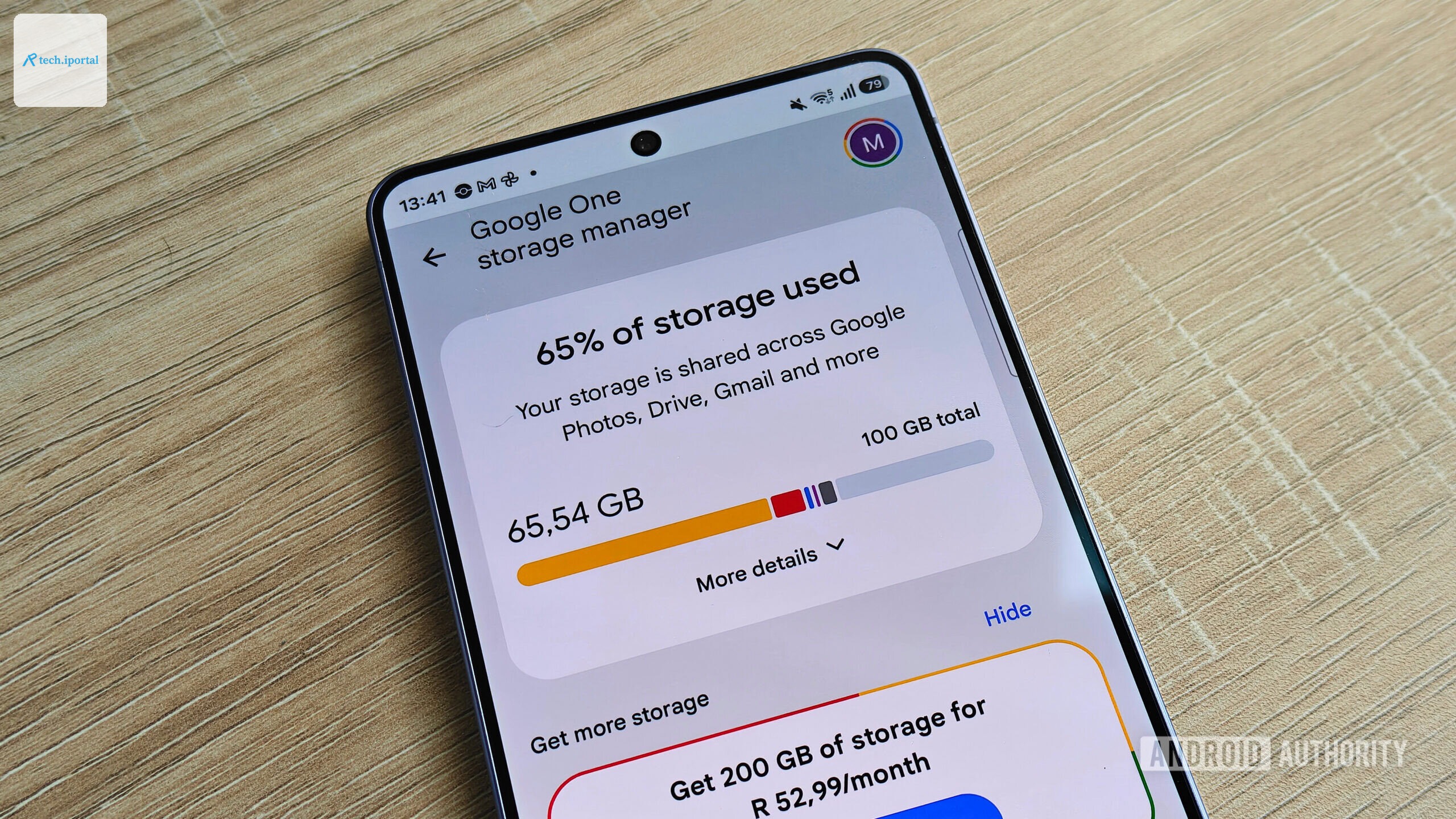 google one storage manager on a smartphone screen