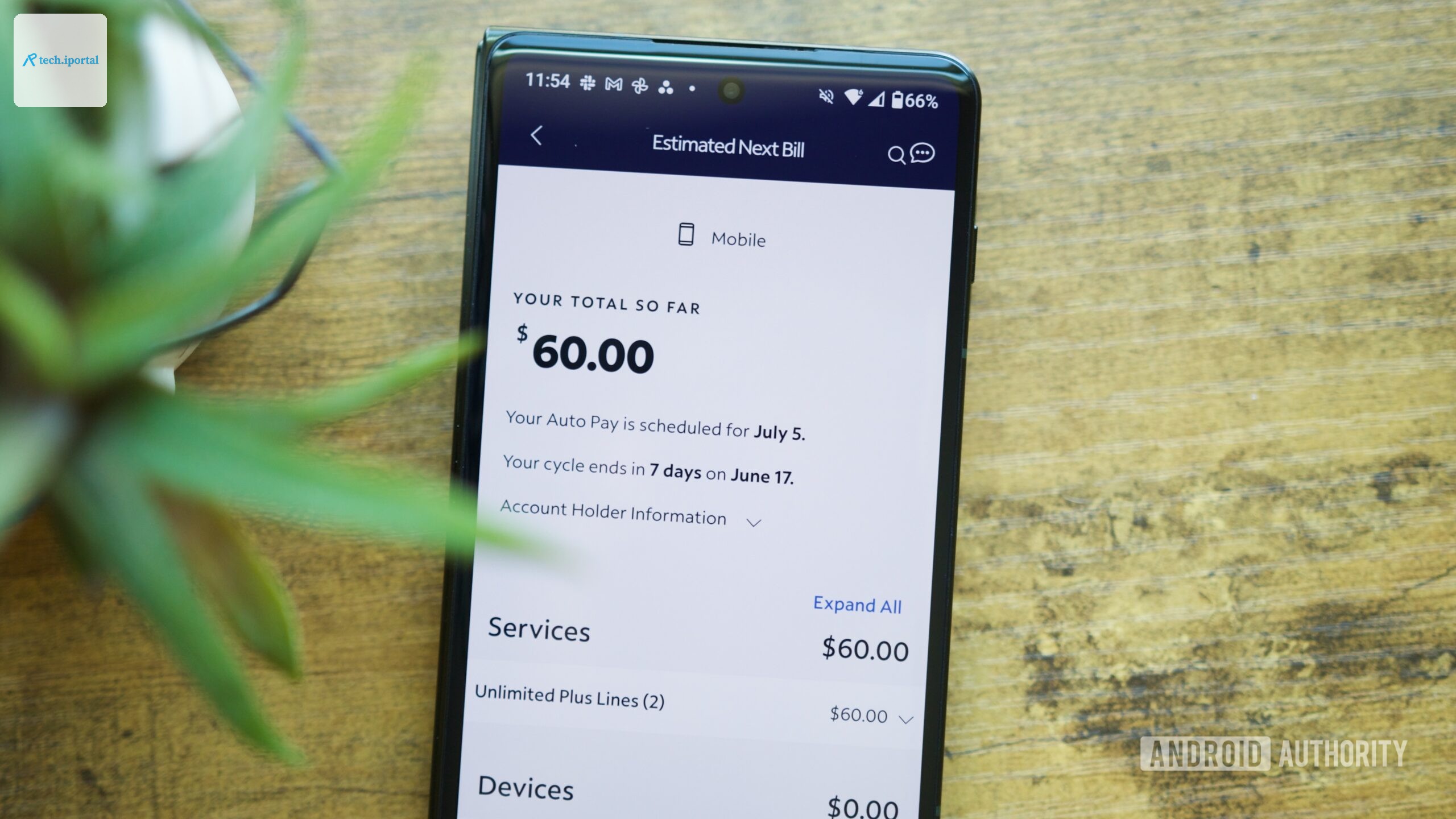 Spectrum Mobile bill displayed on an Android phone.