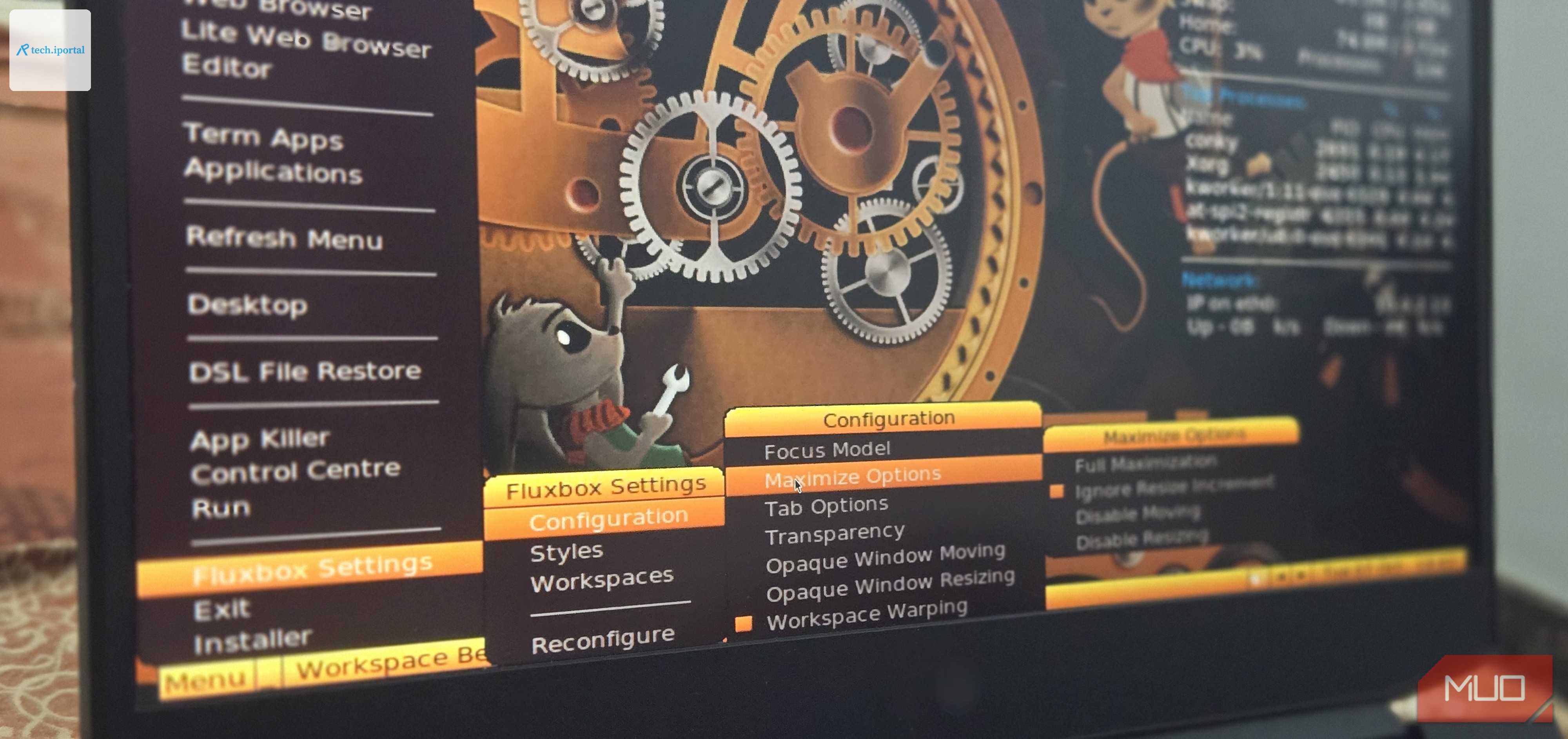 Damn Small Linux application settings