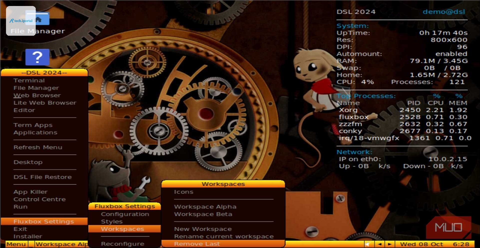 DSL Fluxbox settings