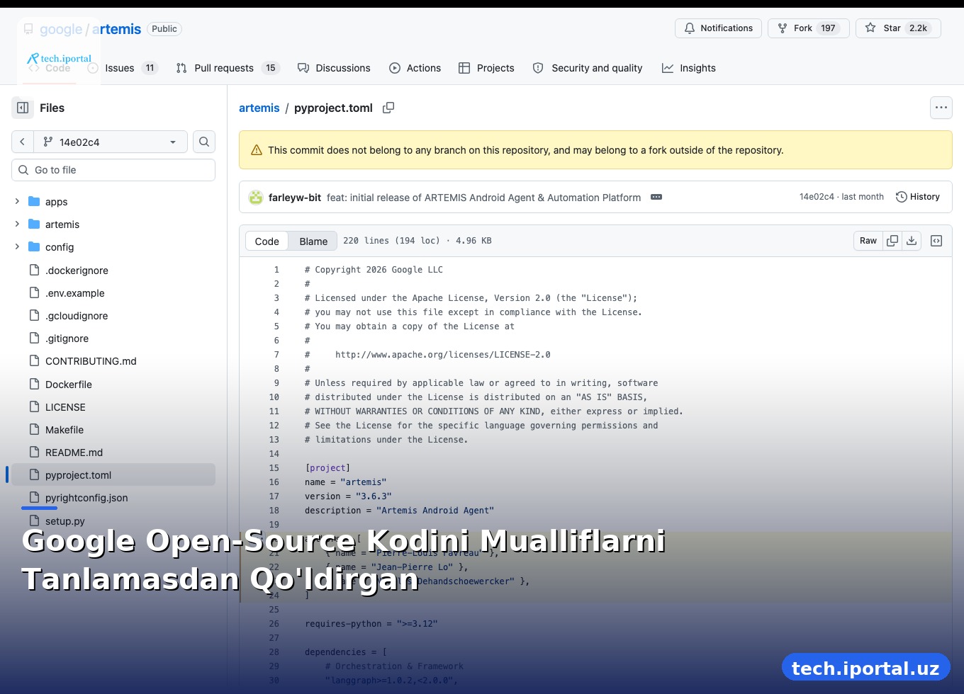 Google Open-Source Kodini Mualliflarni Tanlamasdan Qo'ldirgan