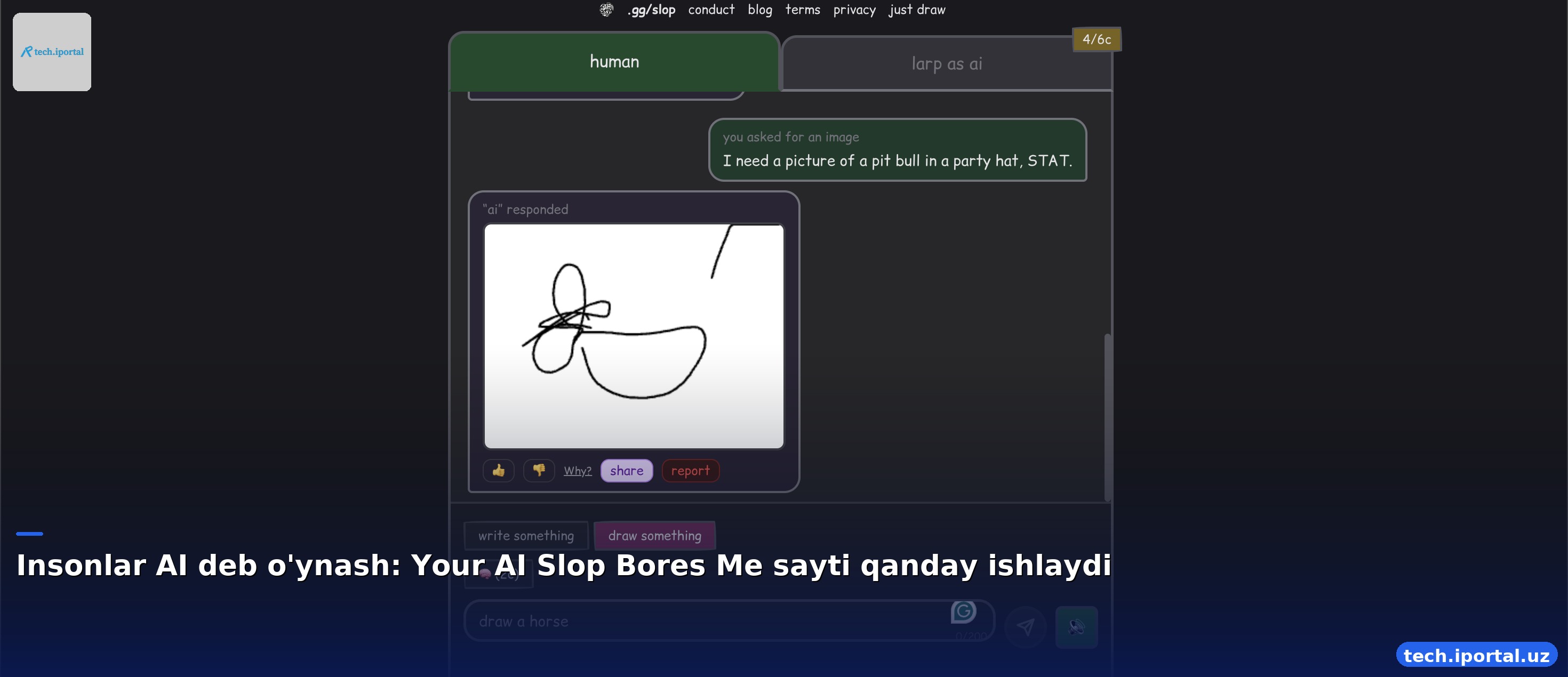 Insonlar AI deb o'ynash: Your AI Slop Bores Me sayti qanday ishlaydi