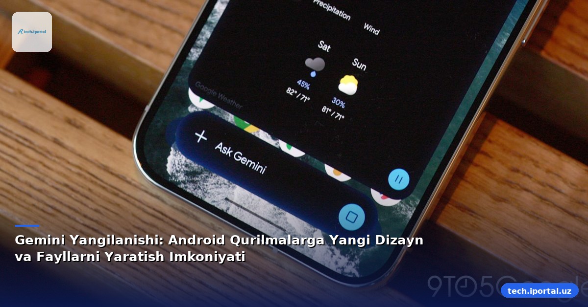 Gemini Yangilanishi: Android Qurilmalarga Yangi Dizayn va Fayllarni Yaratish Imkoniyati