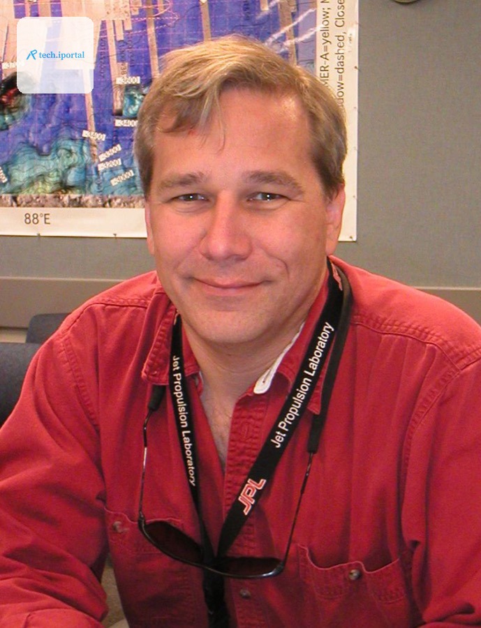 Mark Adler at the Jet Propulsion Laboratory, wearing a lab lanyard