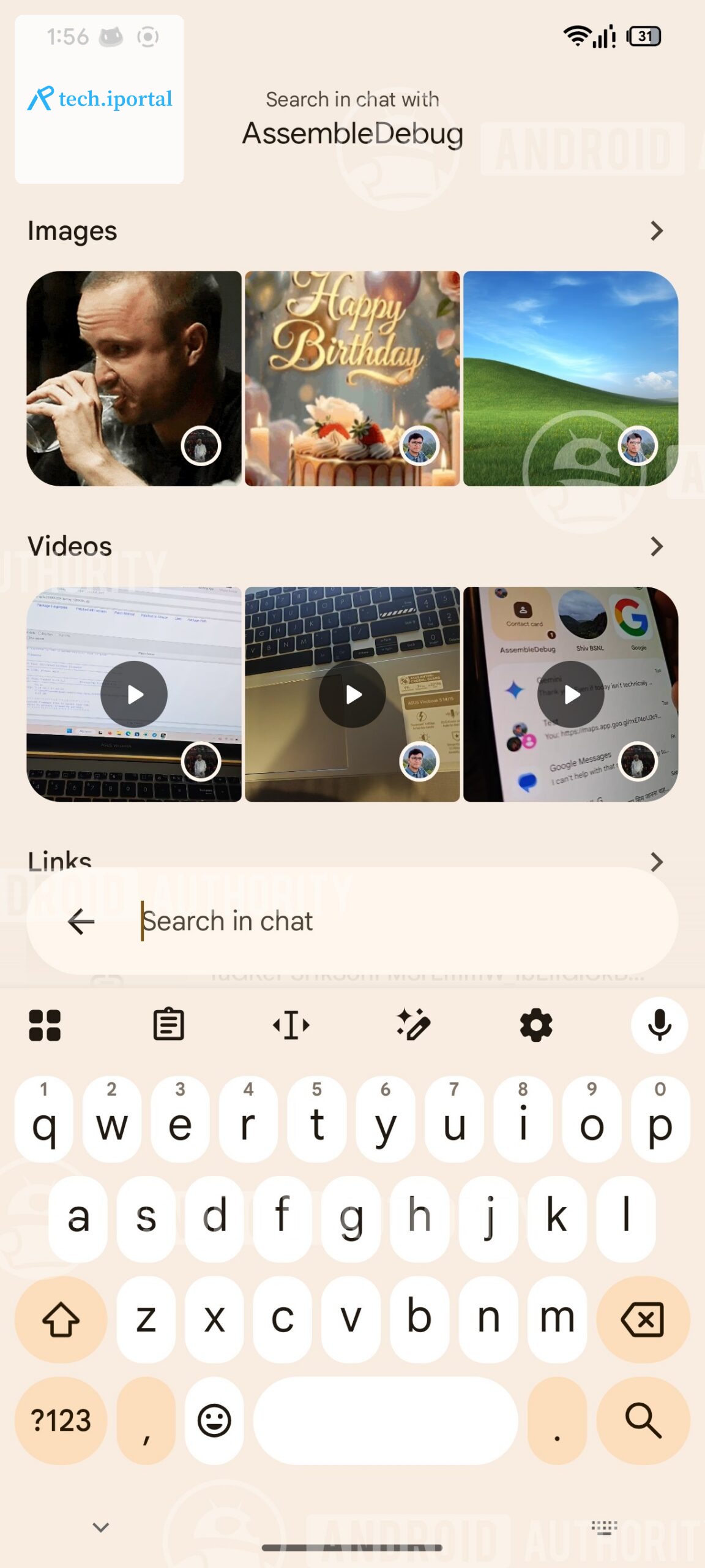 google messages search interface watermarked