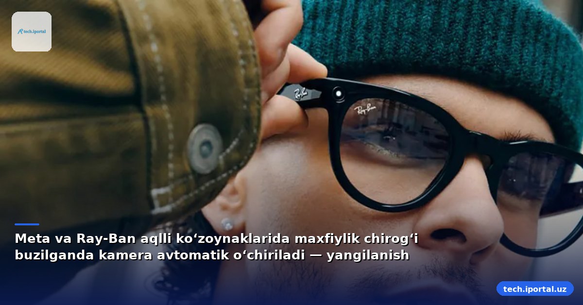 Meta va Ray‑Ban aqlli ko‘zoynaklarida maxfiylik chirog‘i buzilganda kamera avtomatik o‘chiriladi — yangilanish