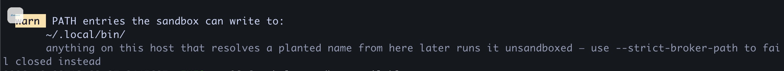 nono warning about PATH entries the sandbox can write to