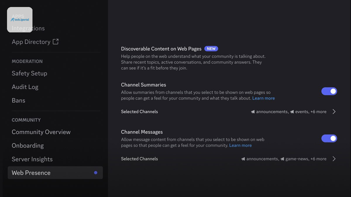 Discord admin discoverable server controls