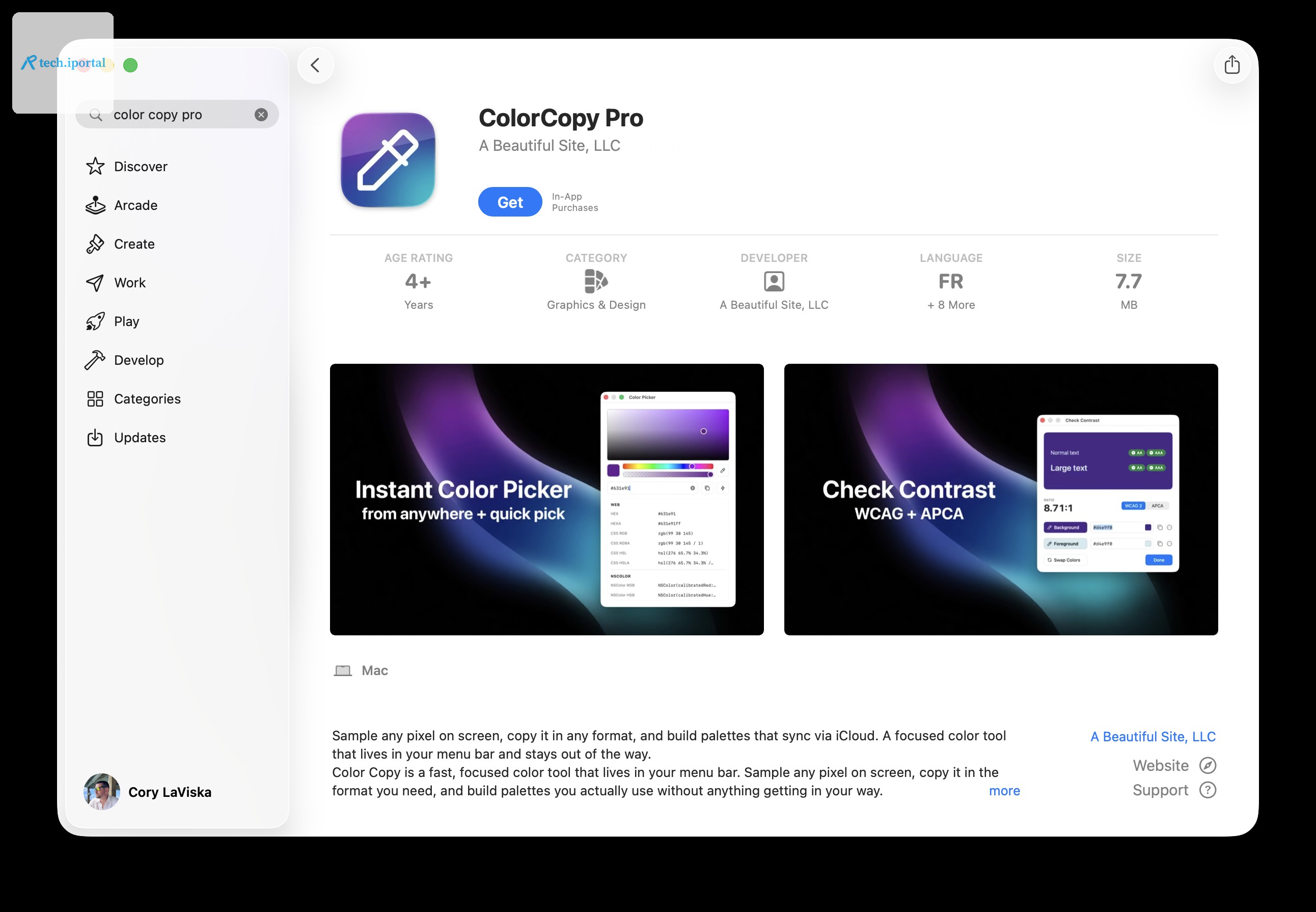 ColorCopy Pro's listing on the Mac App Store