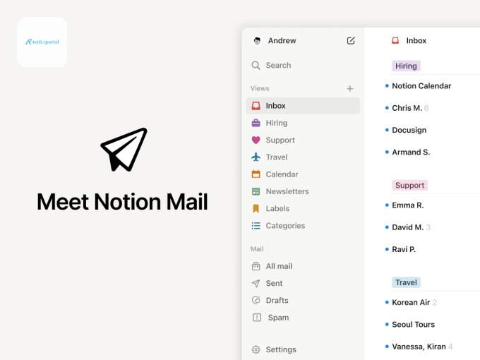 Image of a screengrab of Notion Mail that includes a view of its auto-labeled folder.