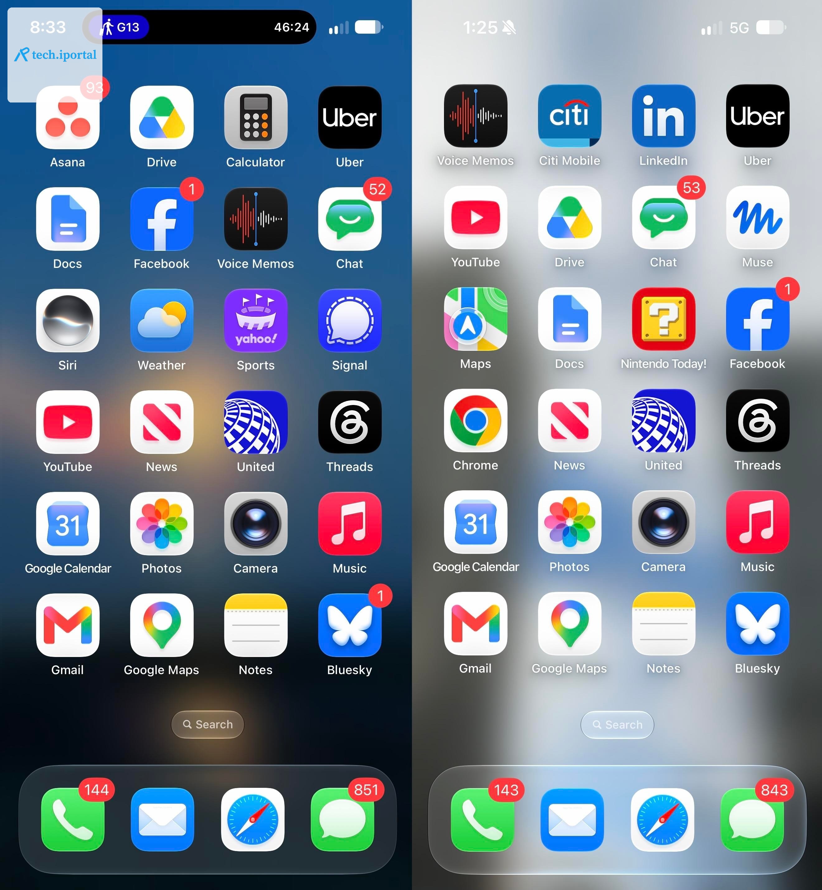 Two screenshots of Scott Stein’s homescreen.