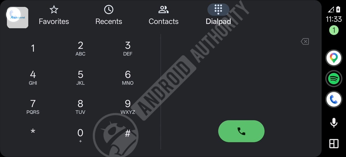 Current Android Auto dial pad watermarked