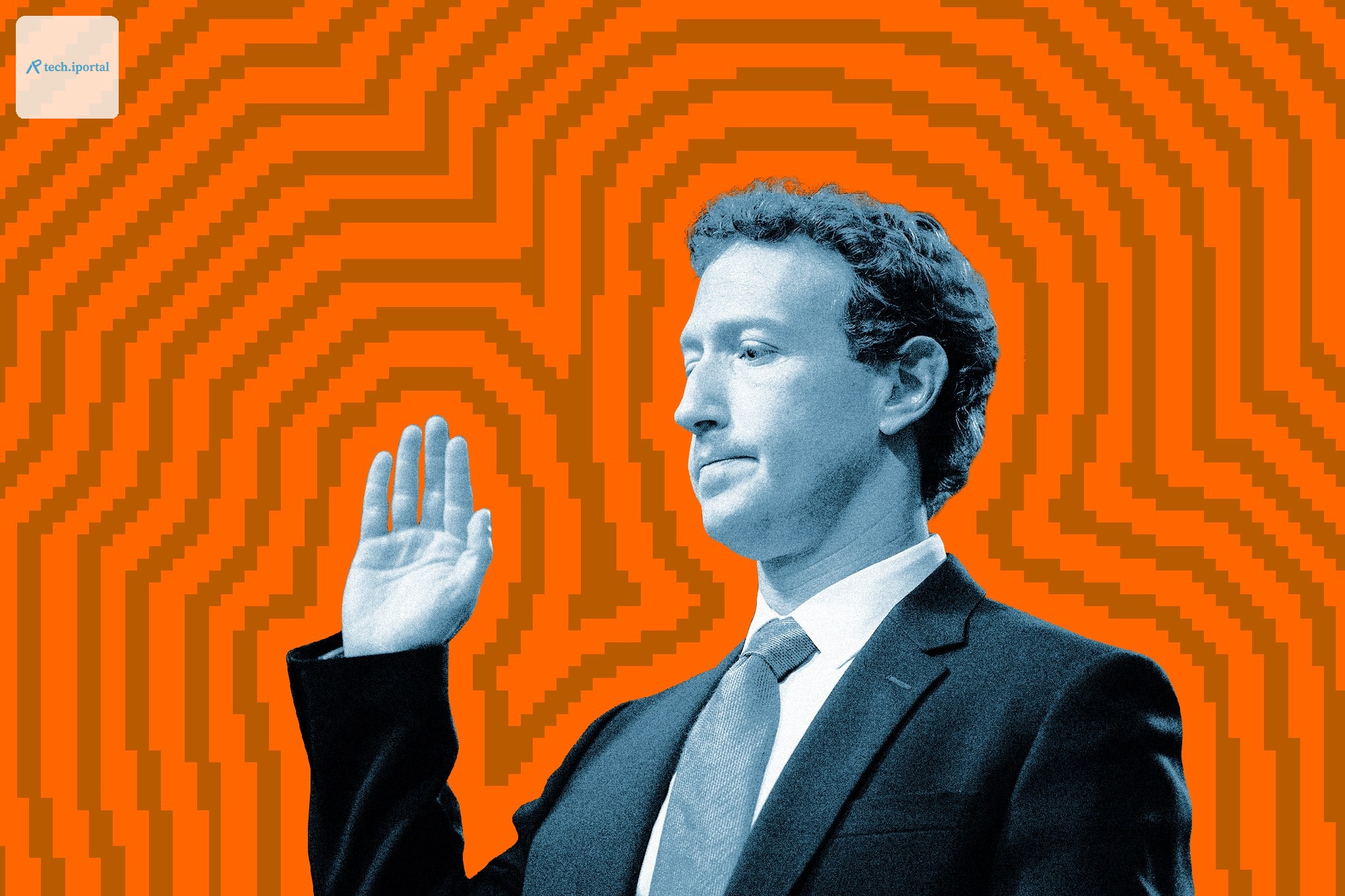 Photo collage of Mark Zuckerberg.
