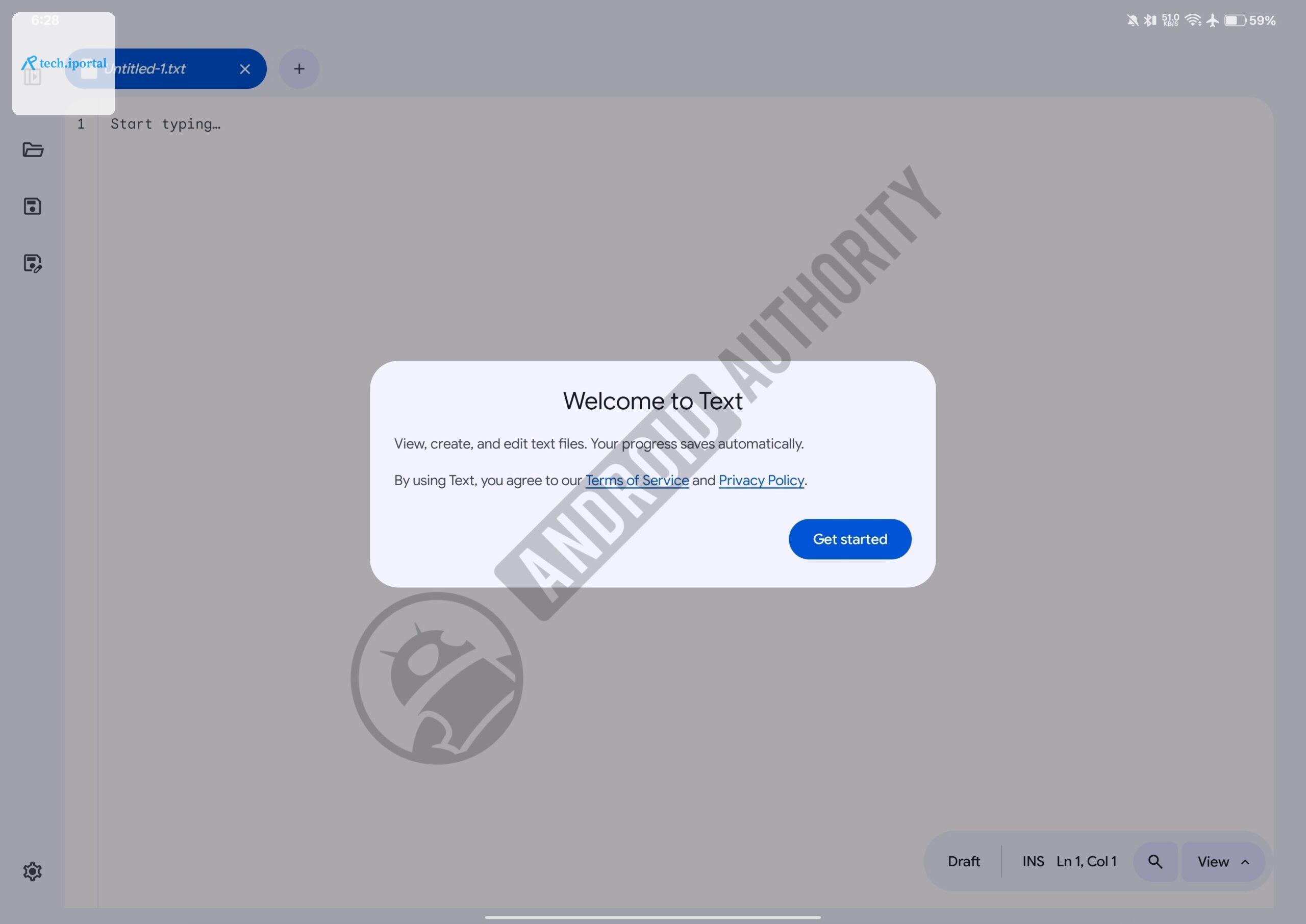 Googlebooks tablet text editor welcome AD watermarked