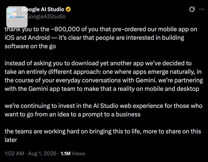Google AI Studio app canceled