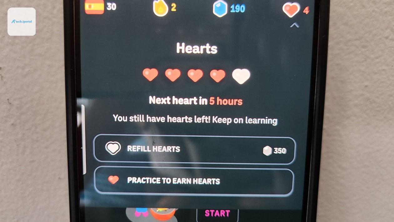 Duolingo Web App Heart System