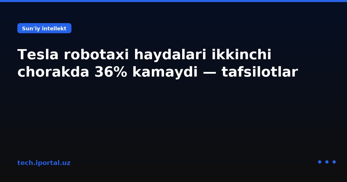 Tesla robotaxi haydalari ikkinchi chorakda 36% kamaydi — tafsilotlar