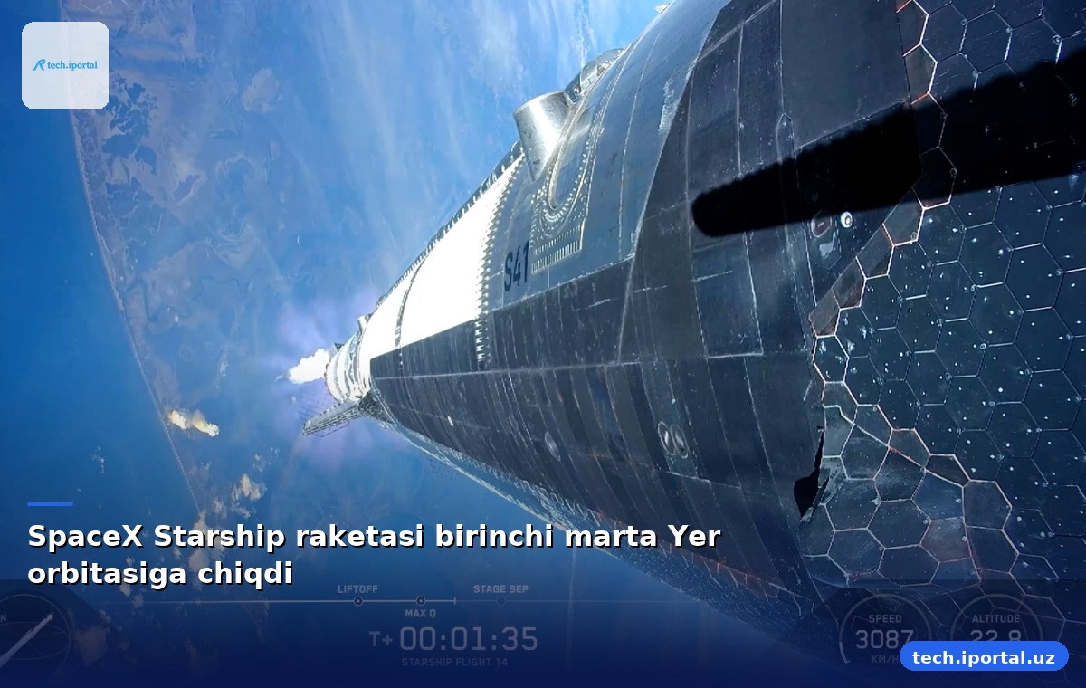 SpaceX Starship raketasi birinchi marta Yer orbitasiga chiqdi