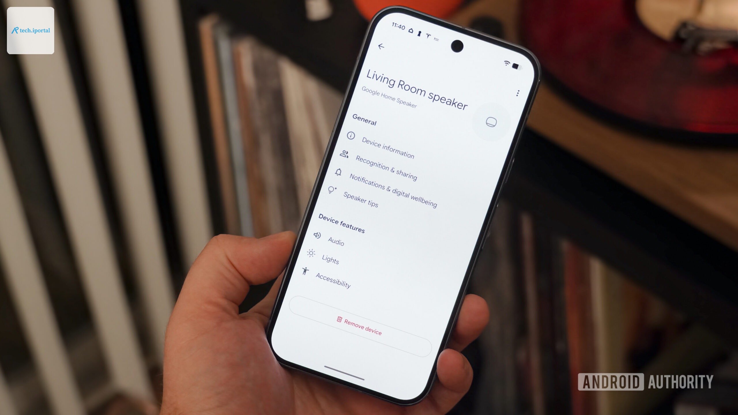 Google Home Speaker settings in the Home app.