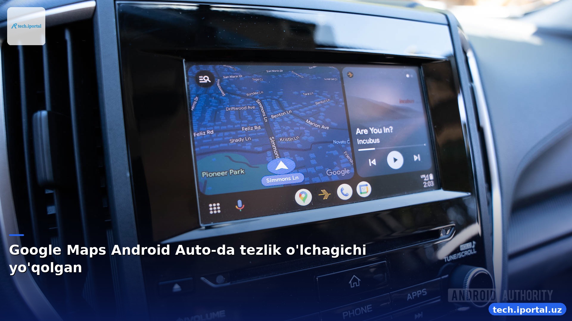 Google Maps Android Auto-da tezlik o'lchagichi yo'qolgan