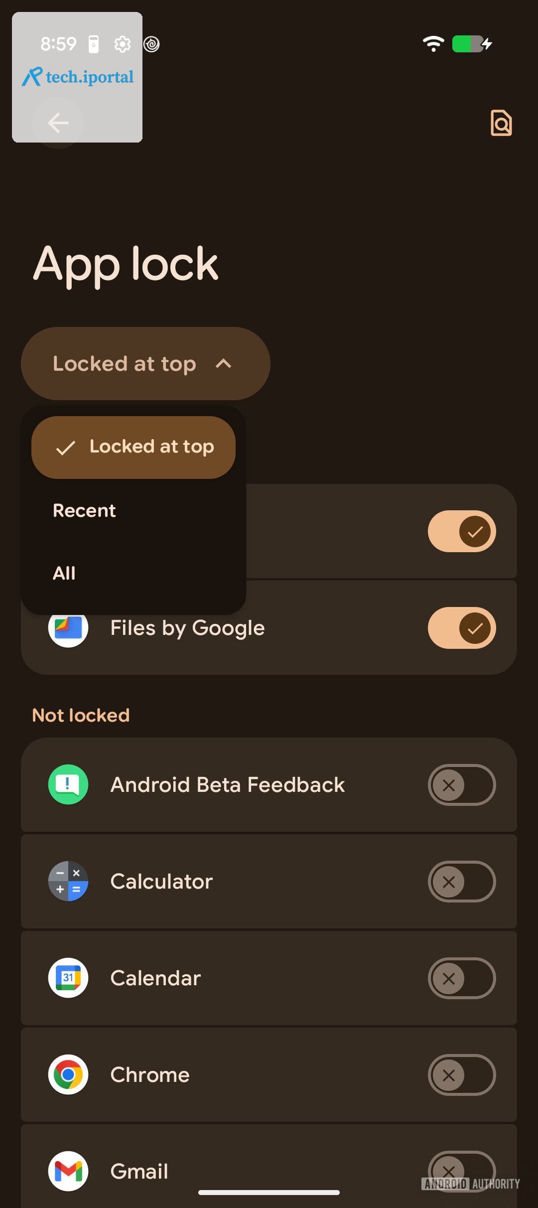 Android Canary 2608 app lock feature AssembleDebug 4