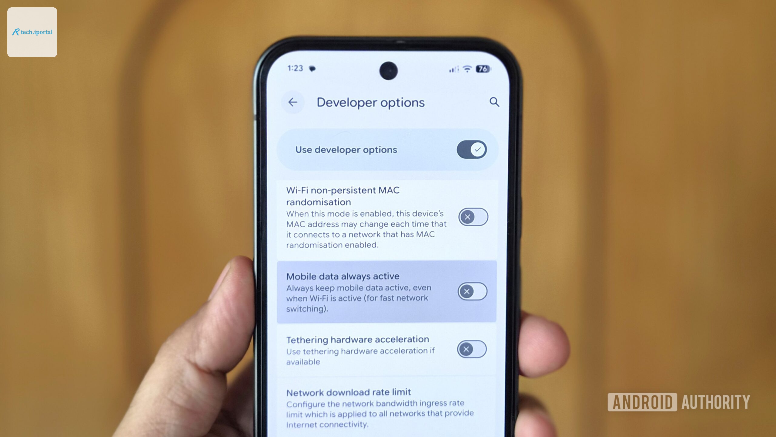 Pixel phone showing mobile data always active feature