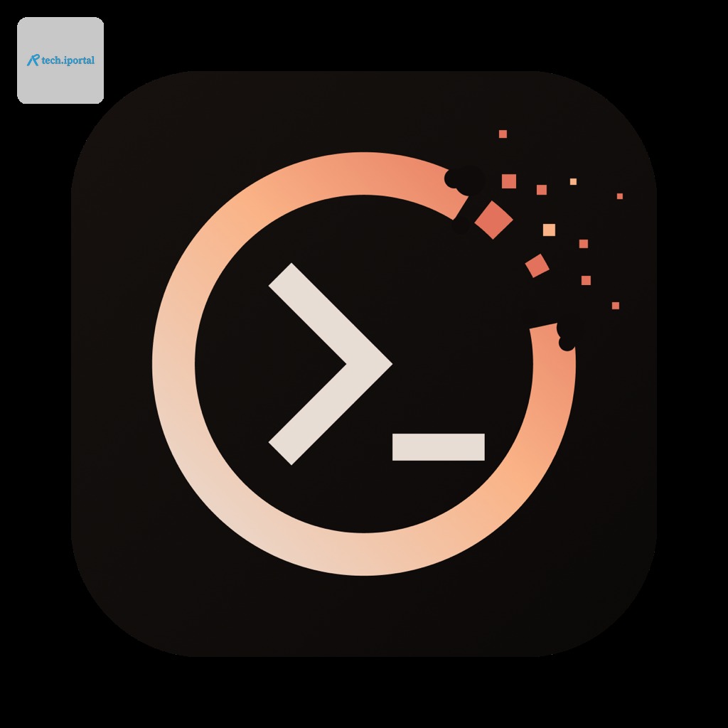 OmniPTY icon — a terminal prompt in a rusting ring