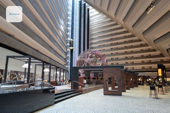 Lobby area at Hyatt Regency Embarcadero hotel in San Francisco, California, August 17, 2023.