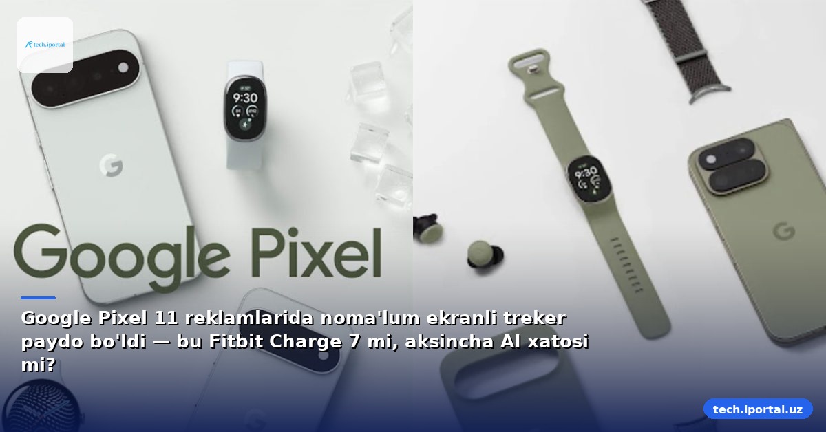Google Pixel 11 reklamlarida noma'lum ekranli treker paydo bo'ldi — bu Fitbit Charge 7 mi, aksincha AI xatosi mi?