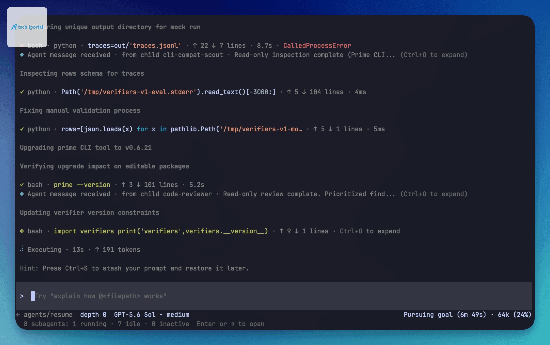 Prime Agent text user interface