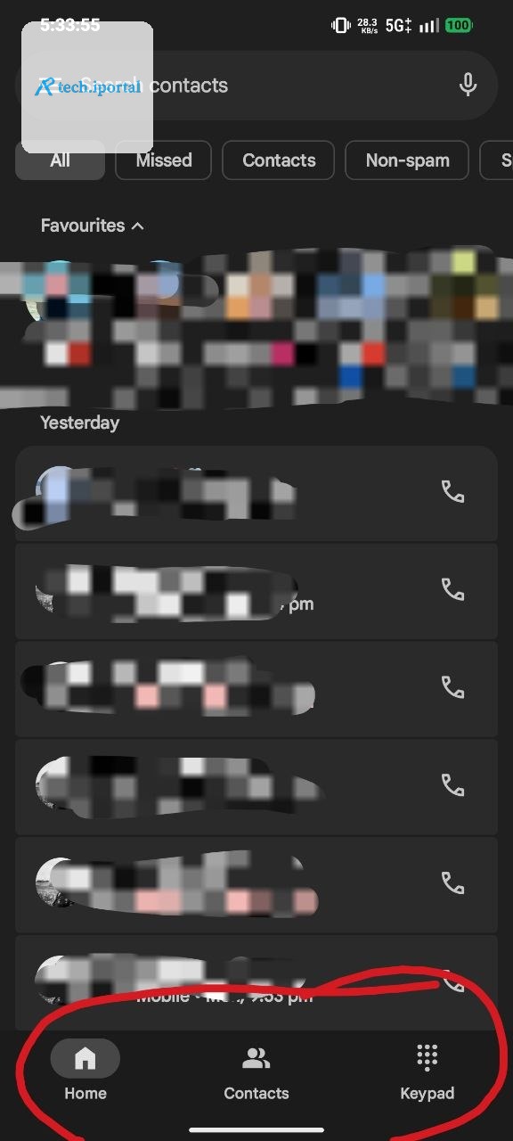 Google Phone Bottom Bar Contacts 1