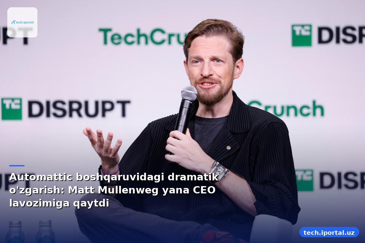 Automattic boshqaruvidagi dramatik o'zgarish: Matt Mullenweg yana CEO lavozimiga qaytdi