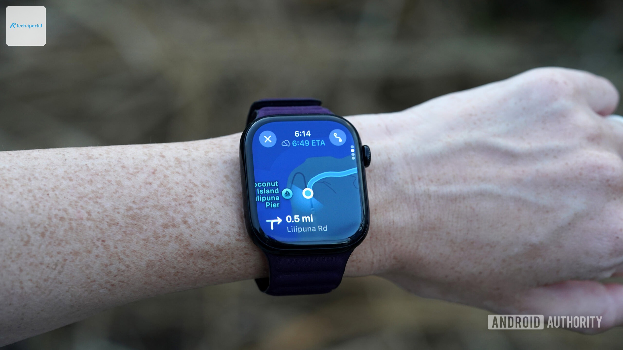 An Apple Watch Series 10 user leverages an offline map for route directions.