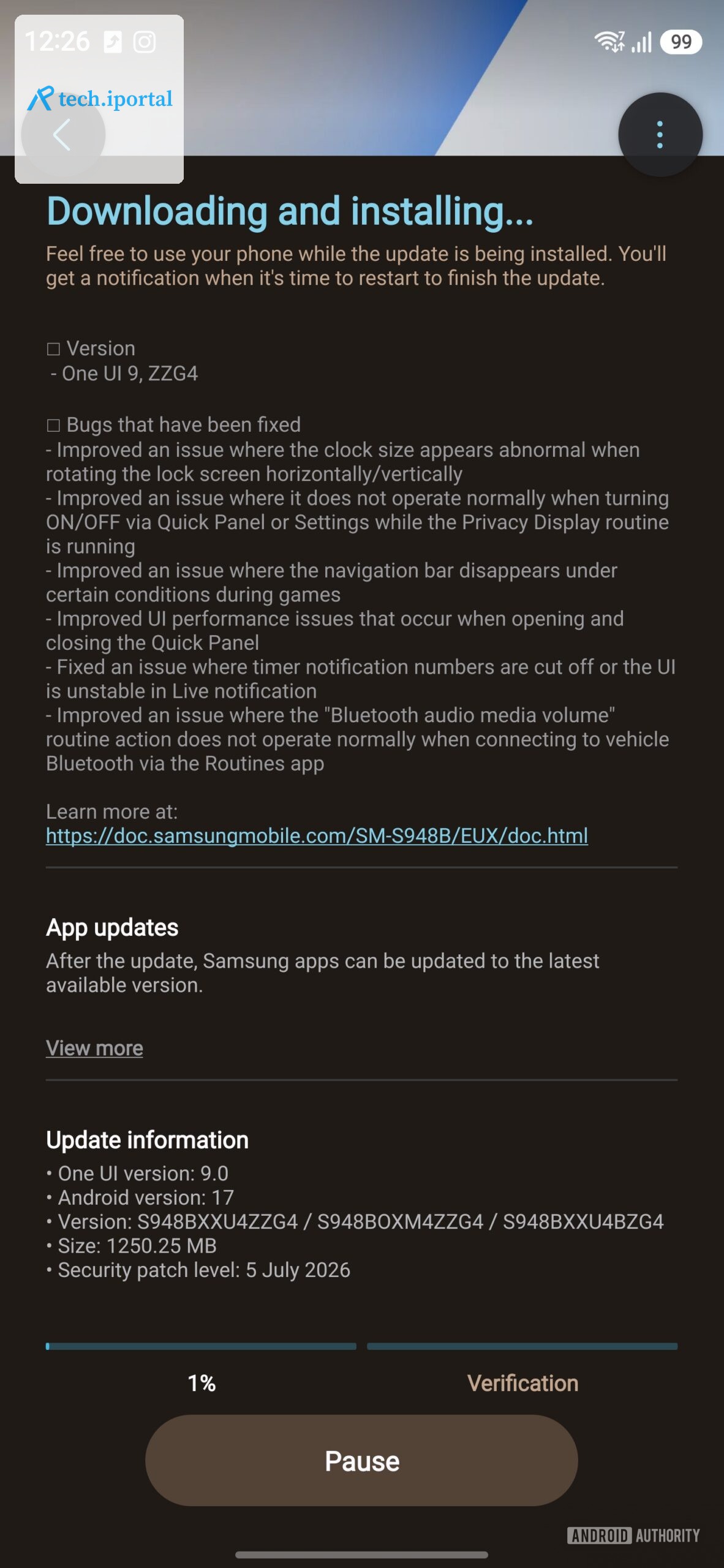 Samsung Galaxy S26 Ultra running One UI 9 beta 4