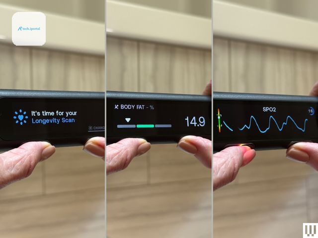 Closeup of digital screen on a black handlebar