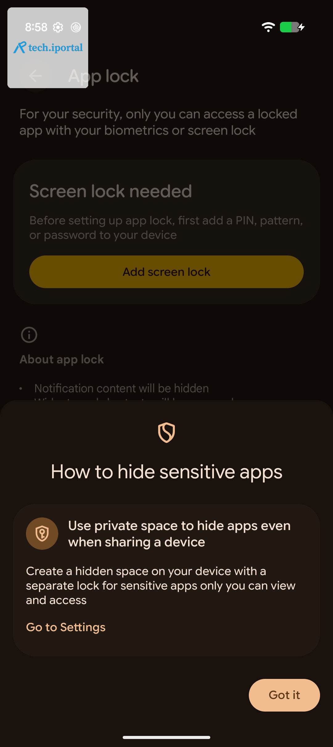 Android Canary 2608 app lock feature AssembleDebug 6