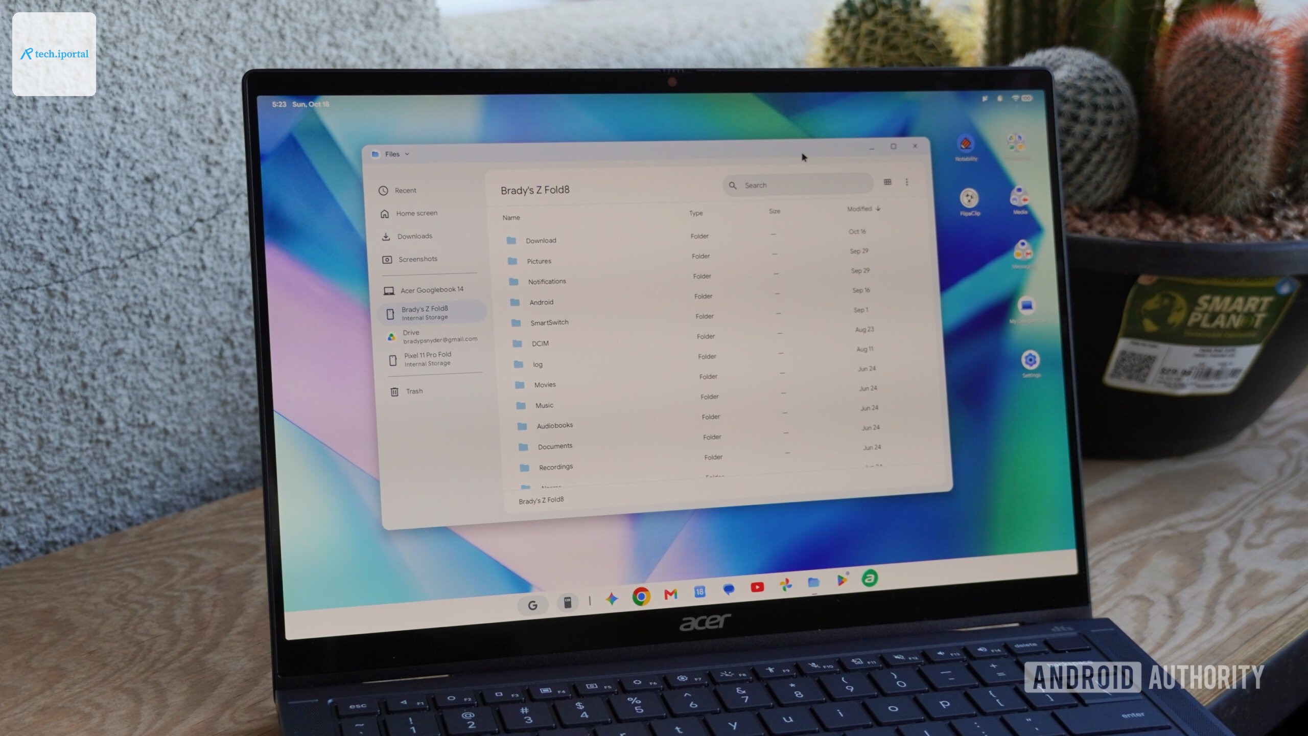 Quick Access from Android phones in the Files app on Googlebook OS.