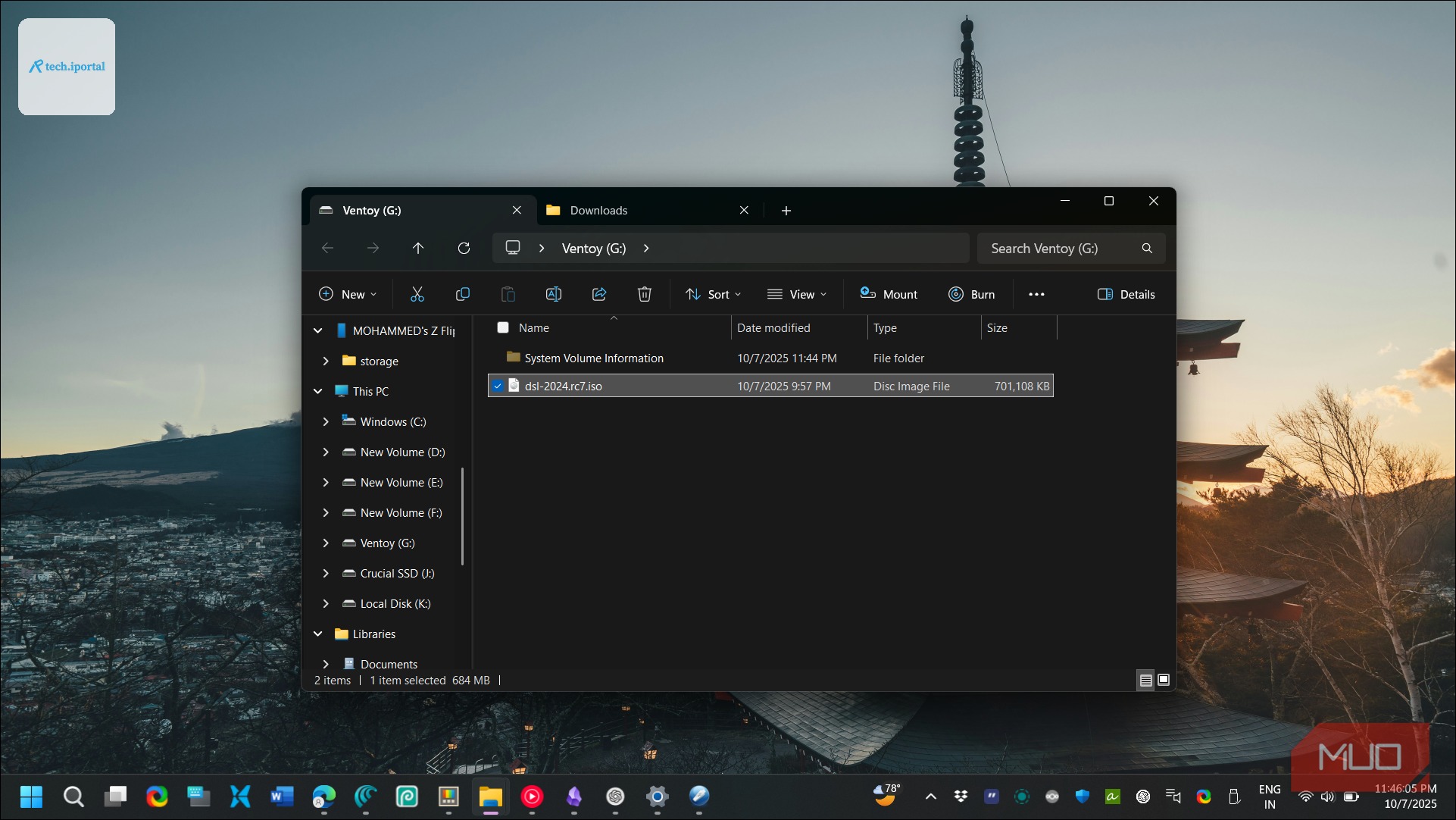 Damn Small Linux ISO in Ventoy disk folder