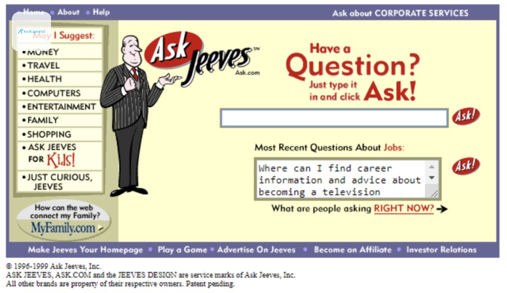 A search box next to an illustration of a butler