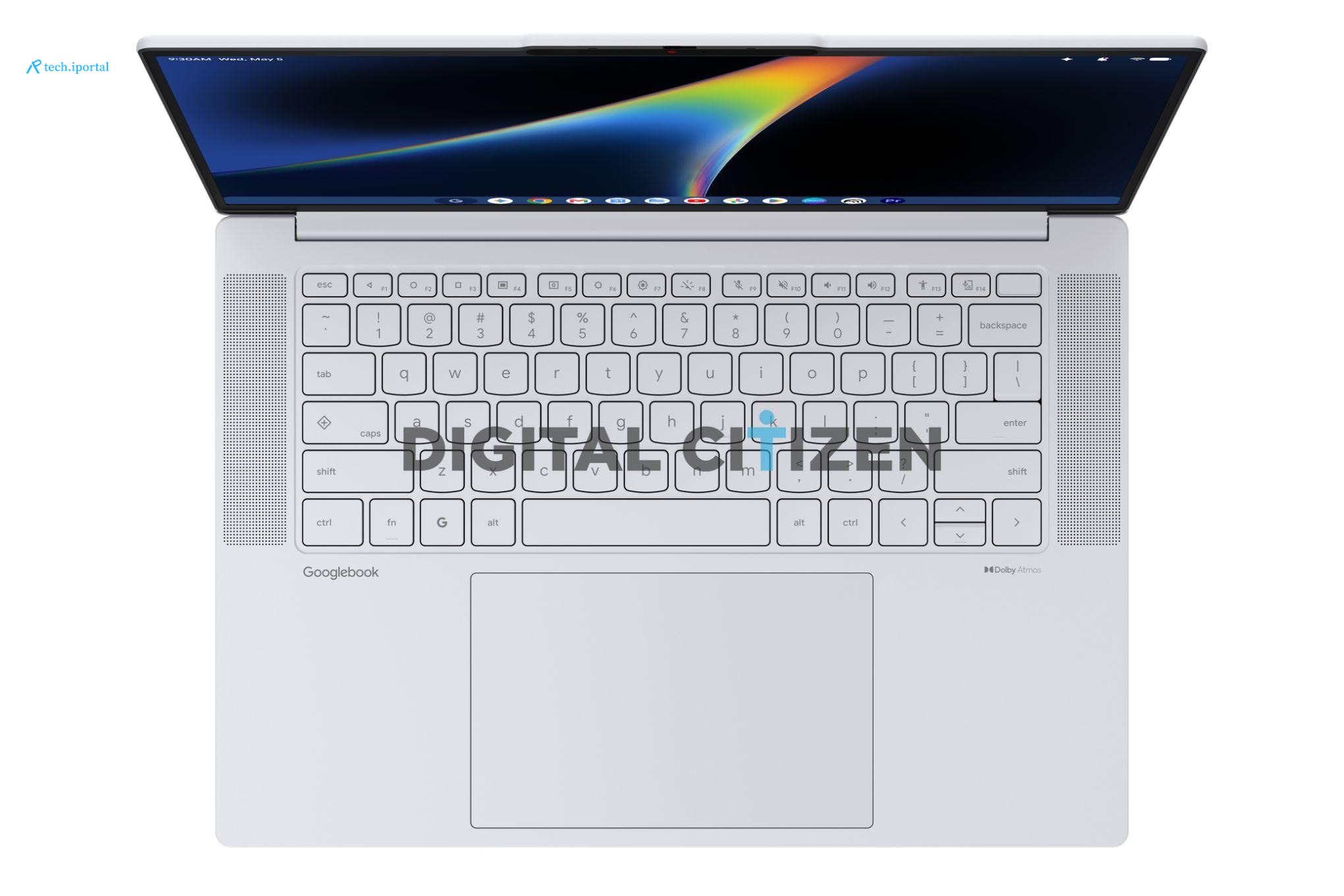 A leaked photo of the upcoming Lenovo Googlebook laptop keyboard.