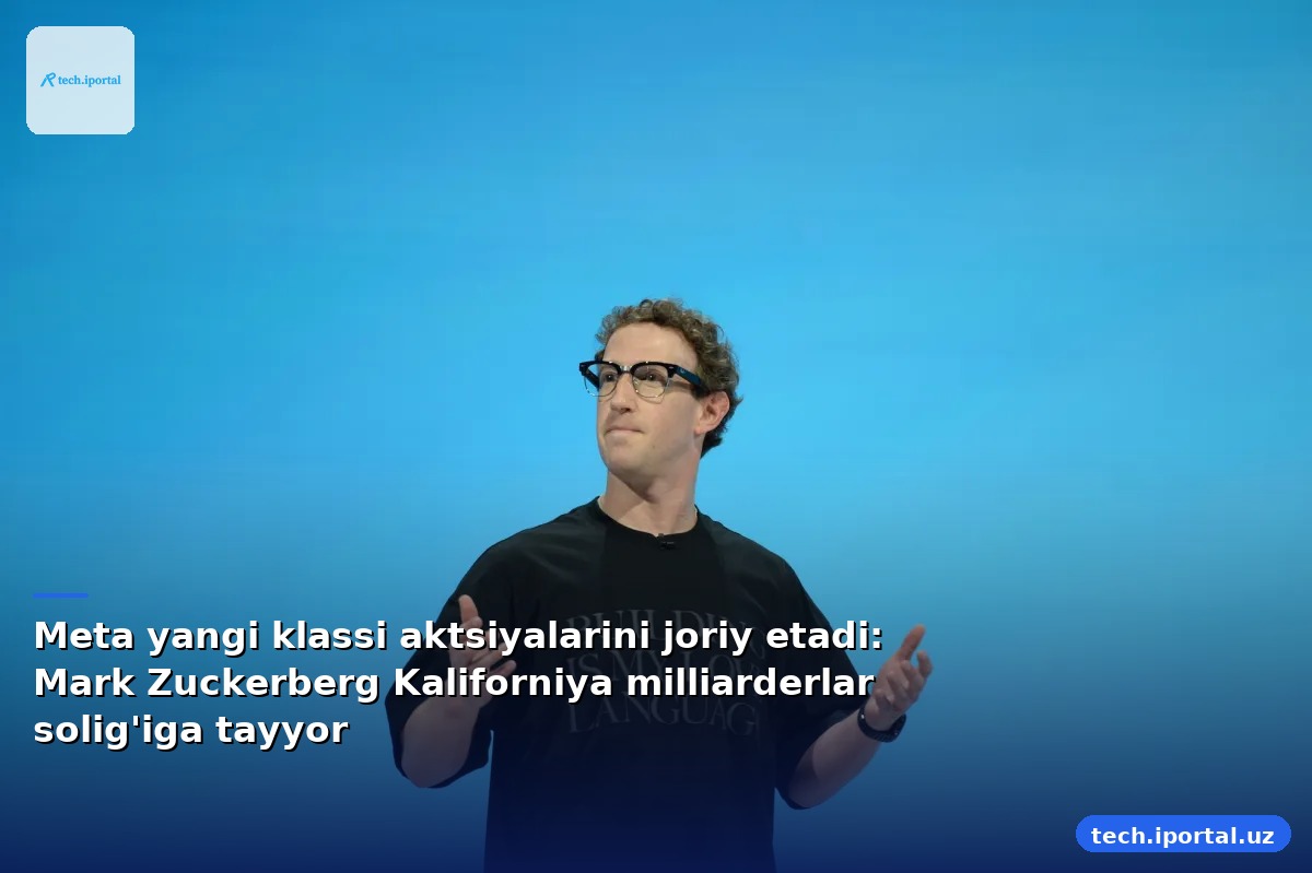 Meta yangi klassi aktsiyalarini joriy etadi: Mark Zuckerberg Kaliforniya milliarderlar solig'iga tayyor