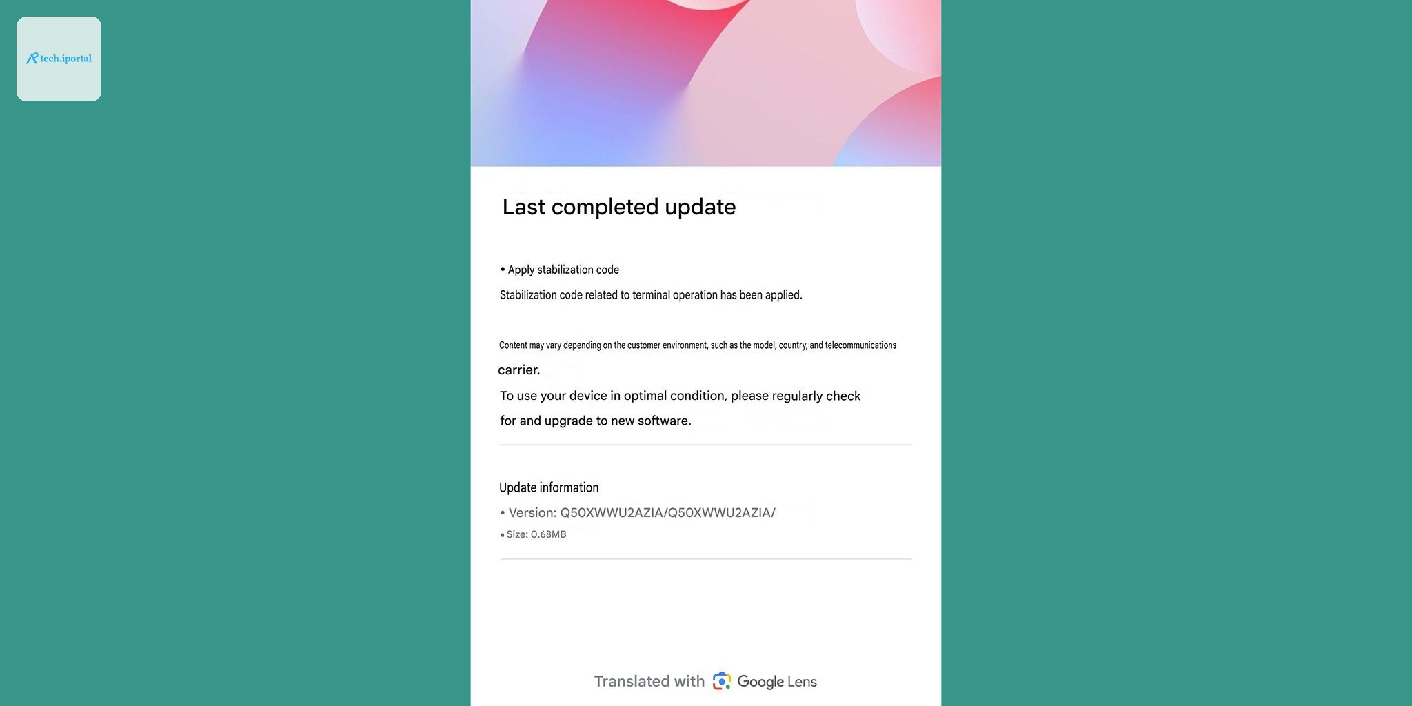 The October 2026 Galaxy Ring update, translated by Google Lens