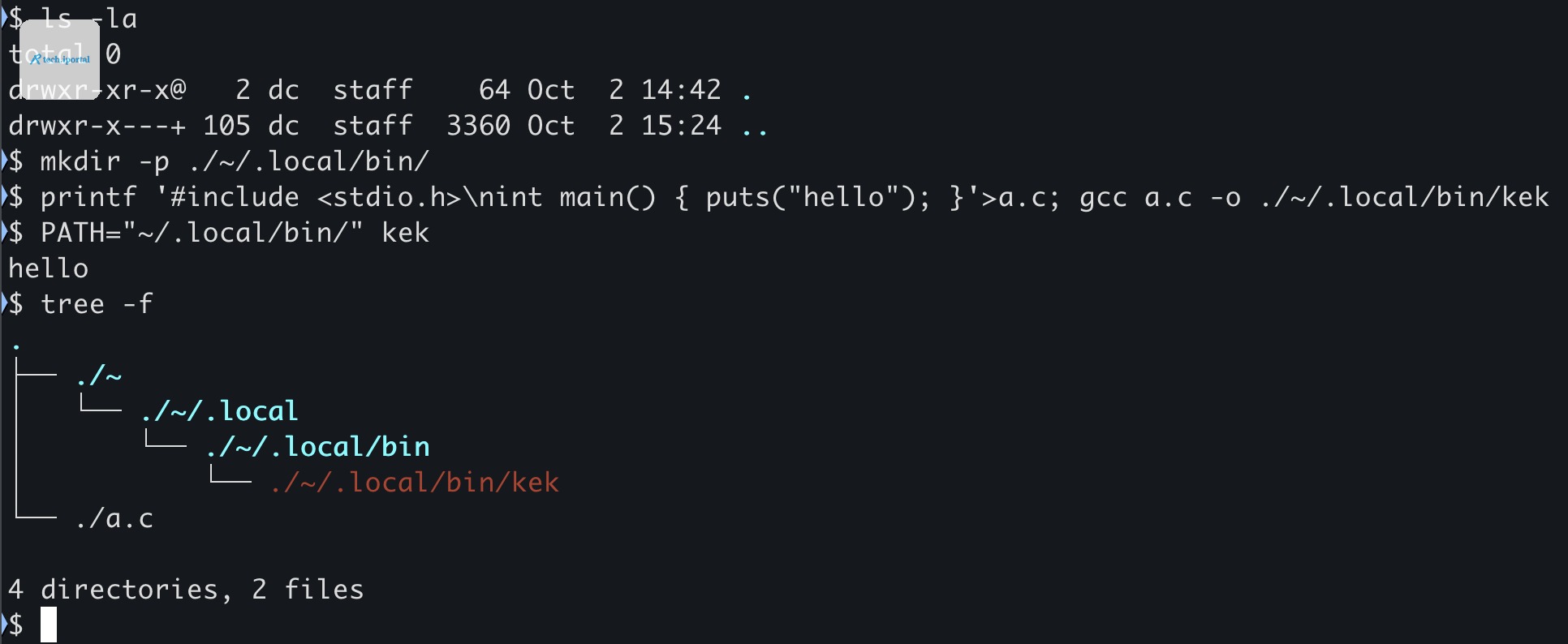 Demo showing that a literal tilde in PATH resolves to a ./~/ directory in the current working directory