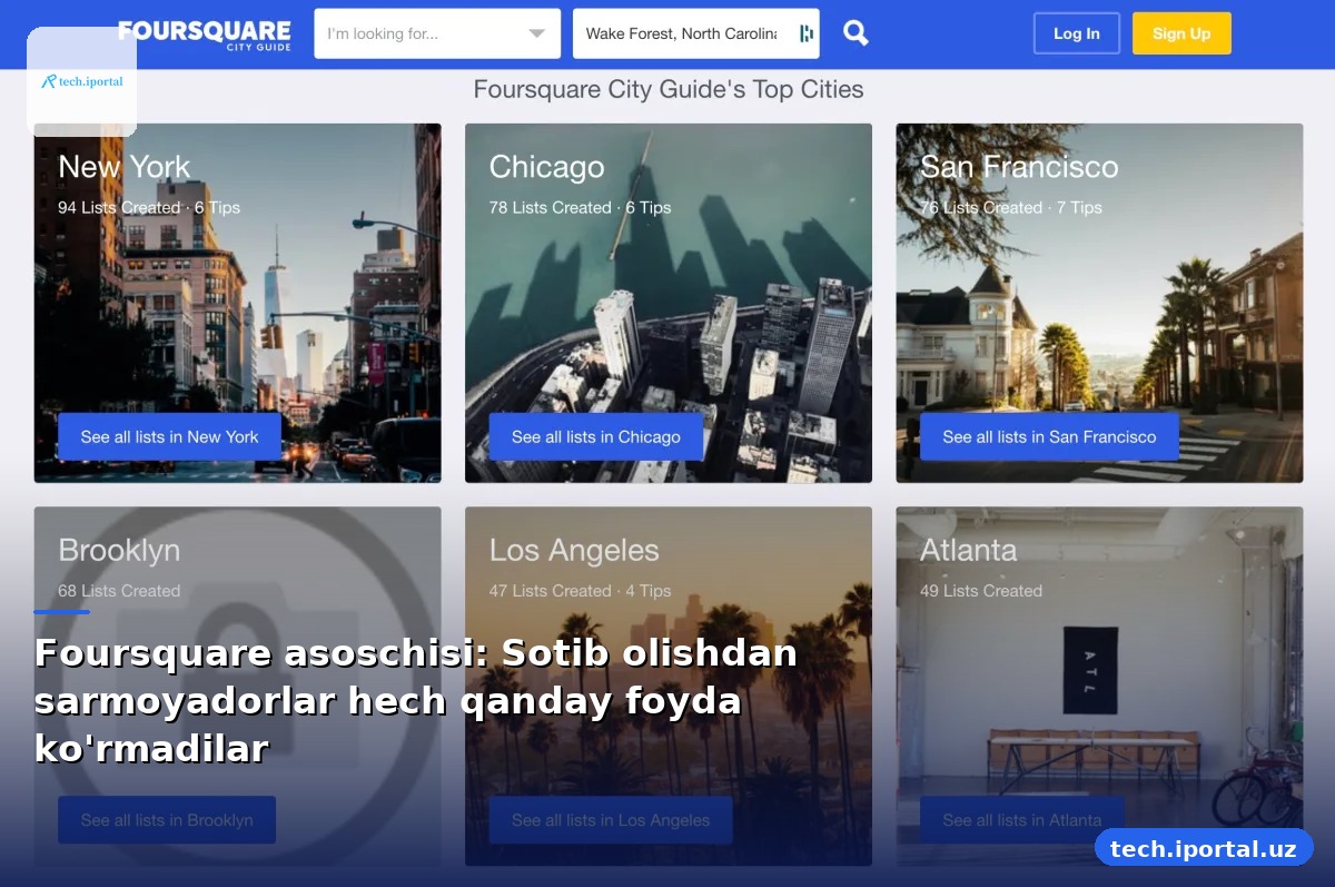 Foursquare asoschisi: Sotib olishdan sarmoyadorlar hech qanday foyda ko'rmadilar