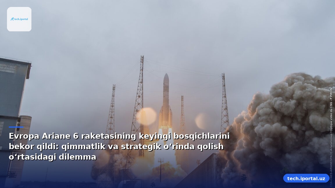 Evropa Ariane 6 raketasining keyingi bosqichlarini bekor qildi: qimmatlik va strategik o‘rinda qolish o‘rtasidagi dilemma