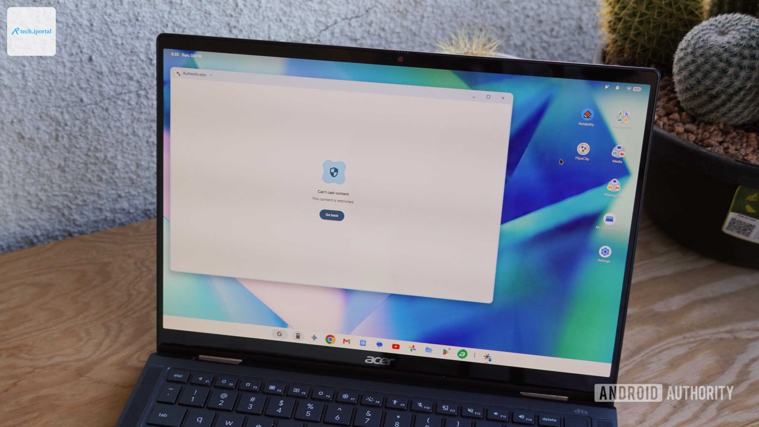 Cast My Apps blocking Google Authenticator on Googlebook OS.