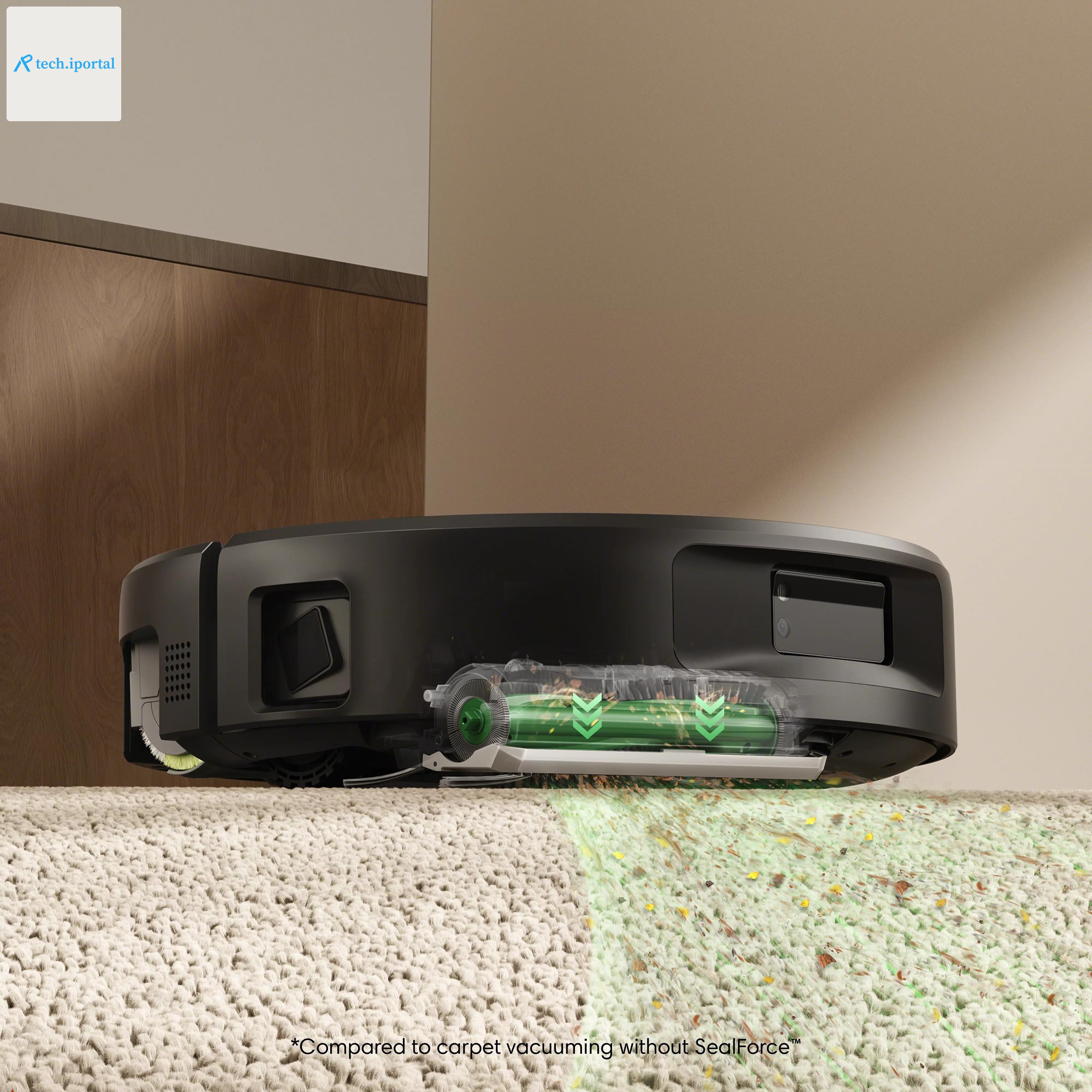 <em>It’s SealForce system lowers around the cleaning head on carpet.</em>