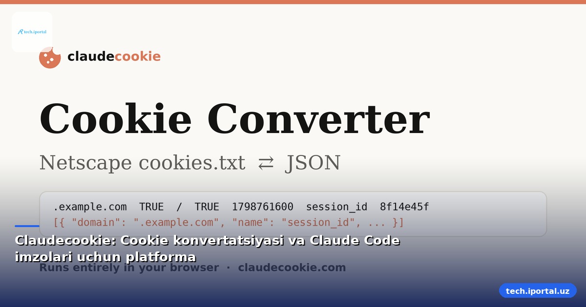 Claudecookie: Cookie konvertatsiyasi va Claude Code imzolari uchun platforma